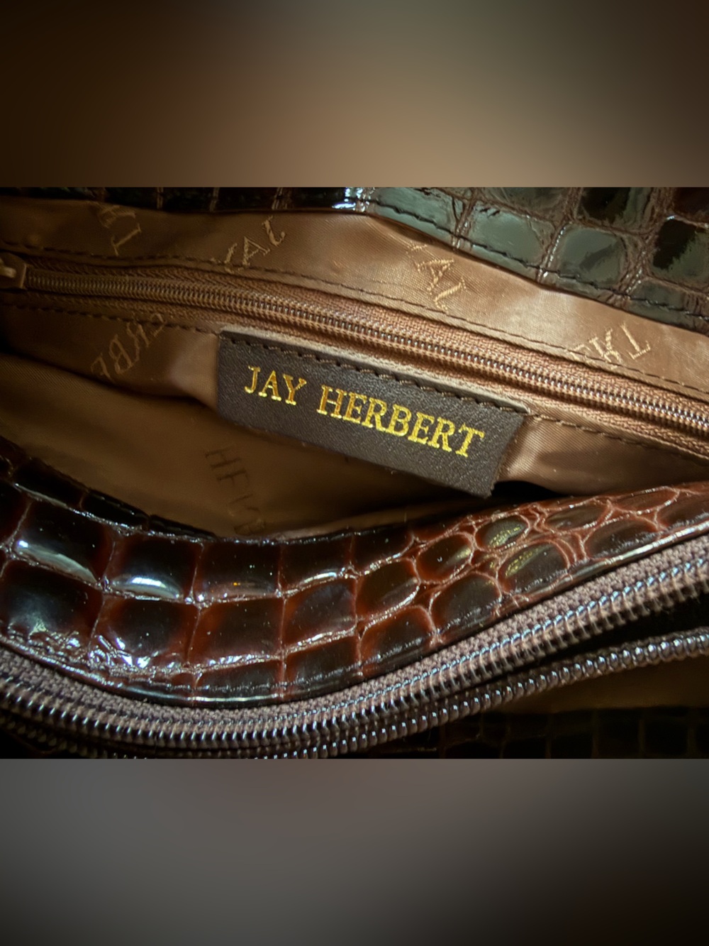 Vintage Jay Herbert New York Glossy Croc-Embossed Leather Kelly Bag - Picture 7 of 10